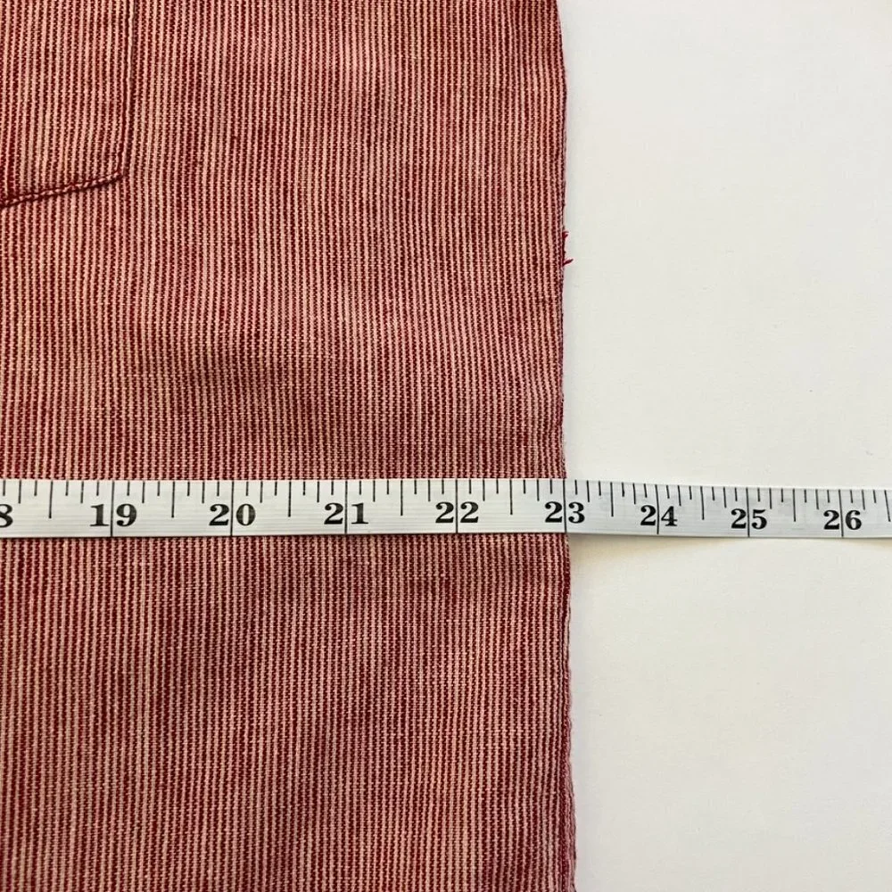 J. Crew Shirt Men's Size M Red Cream Striped Linen Blend Long Sleeve Button Down